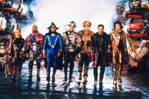 MYSTERY MEN, From left: Janeane Garofalo, Kel Mitchell, Wes Studi, William H. Macy, Hank Azaria, Ben Stiller, Paul Reubens, 1999.  © Universal/Courtesy Everett Collection